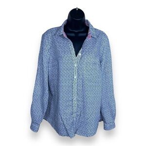 XL JASMINE AND JULIANA WHITE BLACK GEOMETRIC PRINT BOHO LONG SLEEVE TOP